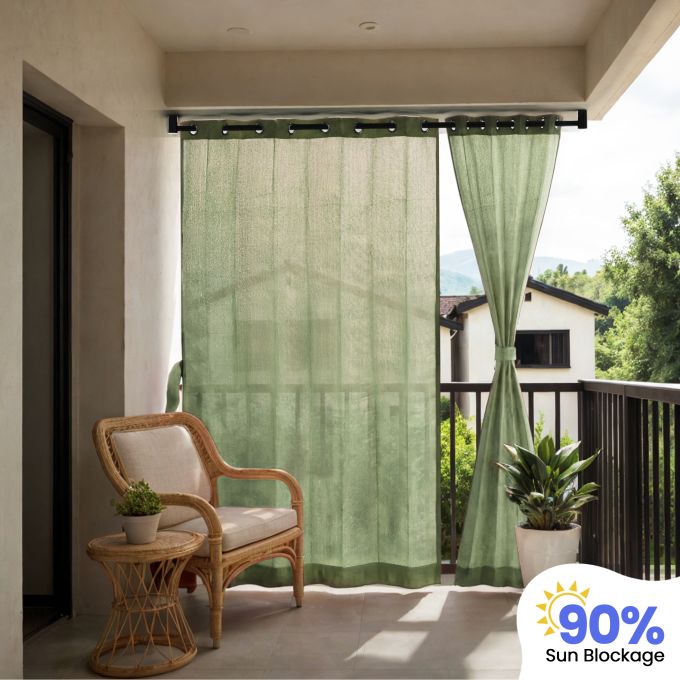 90% Sun Block Solid Outdoor Curtain (HDPE)
